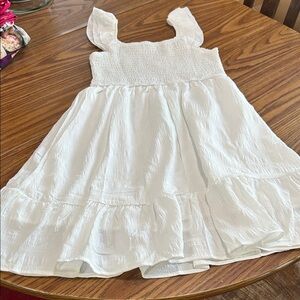 Classic White Smocked Lined Sundress for Girls